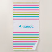 Farbenfrohe Streifen Monogram Beach Handtuch (Vorderseite)