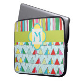 Farbenfrohe Streifen Monogramm Laptop-Sieb Laptopschutzhülle (Vorderseite Links)