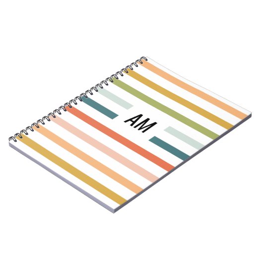 Farbenfrohe Streifen Monogramm Notizblock (Linke Seite)