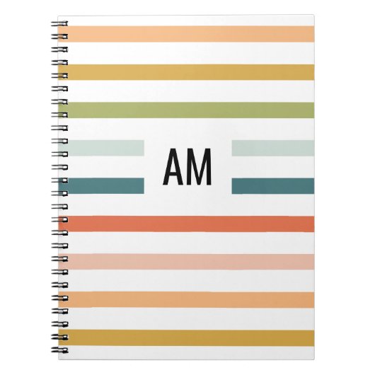 Farbenfrohe Streifen Monogramm Notizblock (Vorderseite)