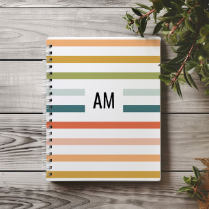 Farbenfrohe Streifen Monogramm Notizblock