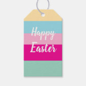 Farbenfrohe Streifen Muster glückliche Osterflachk Geschenkanhänger (Vorderseite)