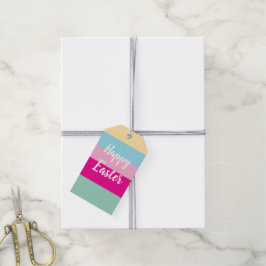 Farbenfrohe Streifen Muster glückliche Osterflachk Geschenkanhänger