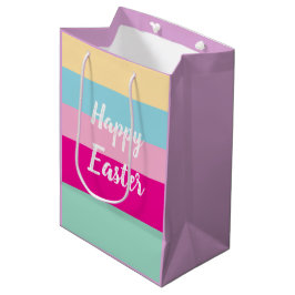 Farbenfrohe Streifen Muster glückliche Osterflachk Mittlere Geschenktüte