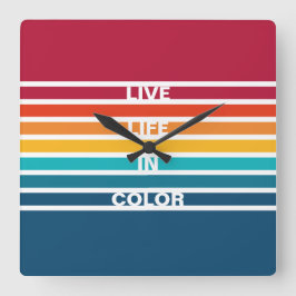 Farbenfrohe Streifen Muster Live-Leben in Farbe Quadratische Wanduhr