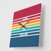 Farbenfrohe Streifen Muster Live-Leben in Farbe Quadratische Wanduhr (Winkel)