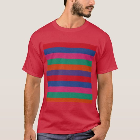 Farbenfrohe Streifen Muster T-Shirt (Vorderseite)