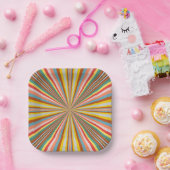 Farbenfrohe Streifen Pappteller (Party)