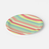 Farbenfrohe Streifen Pappteller (Schrägansicht)