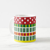 Farbenfrohe Streifen Polka Dot Muster Geometrisch Kaffeetasse (Vorderseite Links)