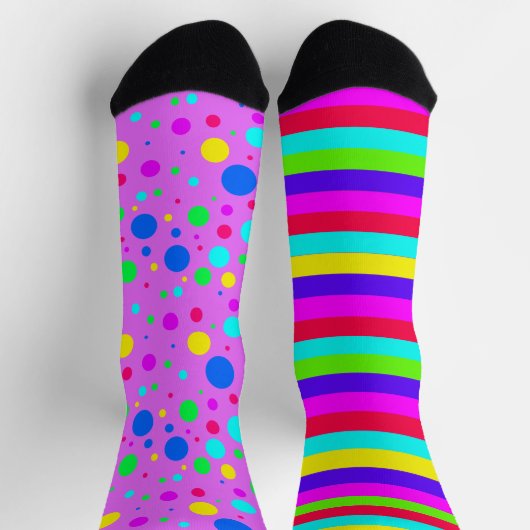 Farbenfrohe Streifen Polka Dot Socken (Oben)