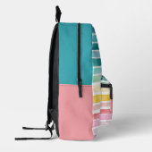 Farbenfrohe Streifen Rainbow Custom Monogram Name Bedruckter Rucksack (Links)