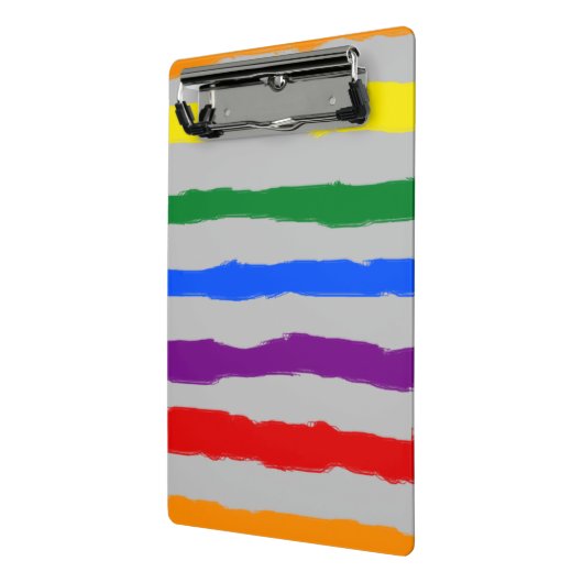 Farbenfrohe Streifen Regenbogen auf Farbe M Mini Klemmbrett (Gewinkelt2)