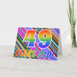 Farbenfrohe Streifen + Regenbogen-Muster "49 Jahre Karte