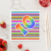 Farbenfrohe Streifen + Regenbogenmuster "10" Ereig Serviette (Beispiel)
