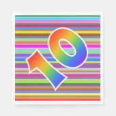 Farbenfrohe Streifen + Regenbogenmuster "10" Ereig Serviette (Vorderseite)