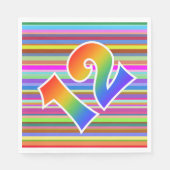 Farbenfrohe Streifen + Regenbogenmuster "12" Ereig Serviette (Vorderseite)