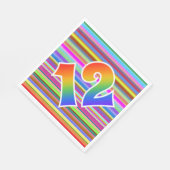 Farbenfrohe Streifen + Regenbogenmuster "12" Ereig Serviette (Ecke)