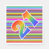 Farbenfrohe Streifen + Regenbogenmuster "21" Ereig Serviette (Vorderseite)