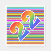 Farbenfrohe Streifen + Regenbogenmuster "22" Event Serviette (Vorderseite)
