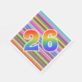 Farbenfrohe Streifen + Regenbogenmuster "26" Event Serviette (Ecke)