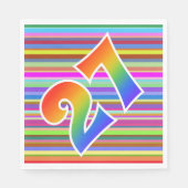 Farbenfrohe Streifen + Regenbogenmuster "27" Event Serviette (Vorderseite)