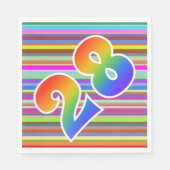 Farbenfrohe Streifen + Regenbogenmuster "28" Event Serviette (Vorderseite)