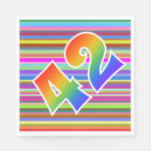 Farbenfrohe Streifen + Regenbogenmuster "42" Ereig Serviette (Vorderseite)