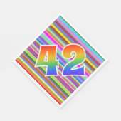 Farbenfrohe Streifen + Regenbogenmuster "42" Ereig Serviette (Ecke)