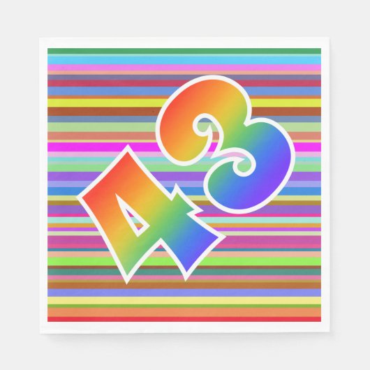Farbenfrohe Streifen + Regenbogenmuster "43" Event Serviette (Vorderseite)