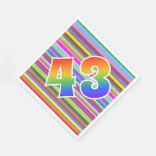 Farbenfrohe Streifen + Regenbogenmuster "43" Event Serviette