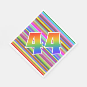 Farbenfrohe Streifen + Regenbogenmuster "44" Event Serviette