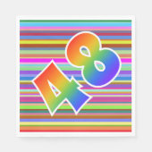 Farbenfrohe Streifen + Regenbogenmuster "48" Event Serviette (Vorderseite)