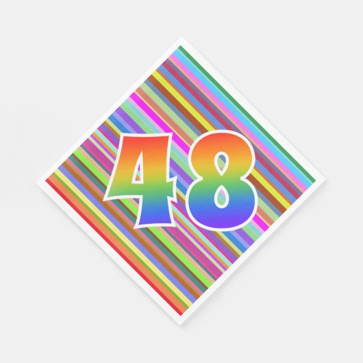 Farbenfrohe Streifen + Regenbogenmuster "48" Event Serviette (Ecke)