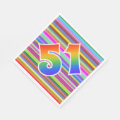 Farbenfrohe Streifen + Regenbogenmuster "51" Event Serviette (Ecke)
