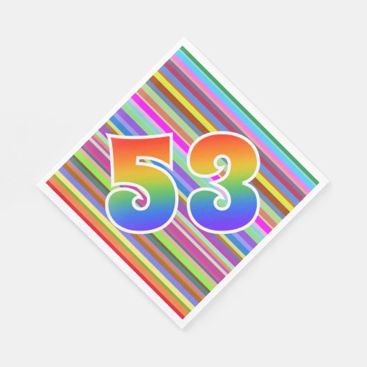 Farbenfrohe Streifen + Regenbogenmuster "53" Event Serviette (Ecke)