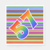 Farbenfrohe Streifen + Regenbogenmuster "57" Event Serviette (Vorderseite)