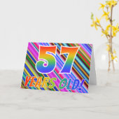 Farbenfrohe Streifen + Regenbogenmuster "57 Jahre Karte (Gelbe Blume)