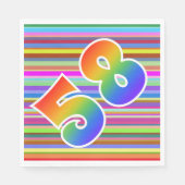 Farbenfrohe Streifen + Regenbogenmuster "58" Event Serviette (Vorderseite)