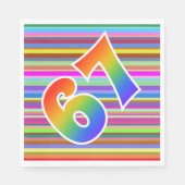 Farbenfrohe Streifen + Regenbogenmuster "67" Event Serviette (Vorderseite)