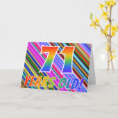 Farbenfrohe Streifen + Regenbogenmuster "71 Jahre  Karte (Gelbe Blume)