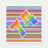 Farbenfrohe Streifen + Regenbogenmuster "74" Event Serviette (Vorderseite)