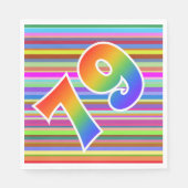 Farbenfrohe Streifen + Regenbogenmuster "79" Event Serviette (Vorderseite)