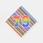 Farbenfrohe Streifen + Regenbogenmuster "79" Event Serviette (Ecke)