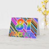 Farbenfrohe Streifen + Regenbogenmuster "81 Jahre  Karte (Gelbe Blume)