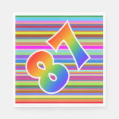 Farbenfrohe Streifen + Regenbogenmuster "87" Event Serviette (Vorderseite)