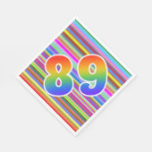 Farbenfrohe Streifen + Regenbogenmuster "89" Event Serviette (Ecke)