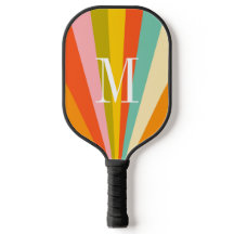 Farbenfrohe Streifen Retro-Monogramm Pickleball-Pa