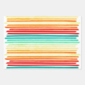 Farbenfrohe Streifen Tropische Pinselstriche Gebur Geschenkpapier Set (Vorderseite 2)