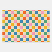 Farbenfrohe Streifen und Karos Geschenkpapier Set (Vorderseite 3)